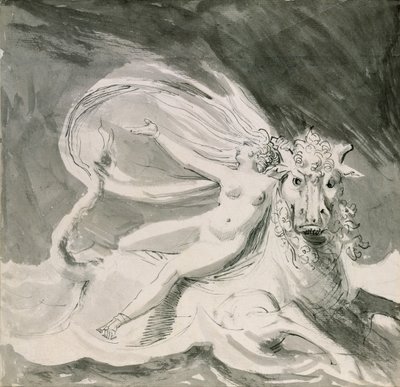 Europa e o Touro (lavagem com caneta e tinta) de Johann Heinrich Füssli