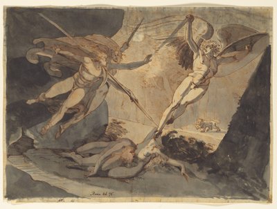 Satanás começa com o toque de Ithuriels Spear, 1776. de Johann Heinrich Füssli