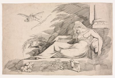 Mulher adormecida com um Cupido, 1780-1790. de Johann Heinrich Füssli
