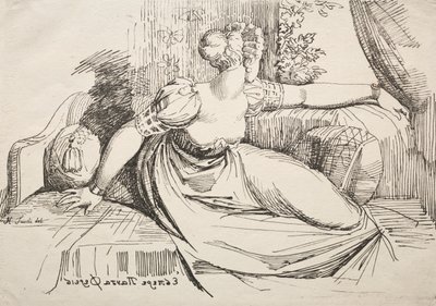 Espécimes de poliautografia: mulher em um sofá. de Johann Heinrich Füssli