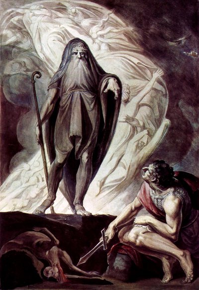 Theresias aparece para Ulisses durante o sacrifício de Johann Heinrich Füssli