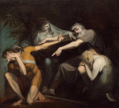 Ödipus amaldiçoa seu filho Polyneikes. 1786 de Johann Heinrich Füssli
