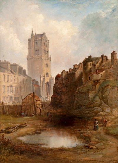 Lindsay Street Quarry e Old Steeple, c.1855 (óleo sobre tela) de Henry G. Duguid
