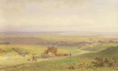 Pevensey Bay, Sussex, 1868 (wc, bc, grafite e raspagem em papel) de Henry George Hine