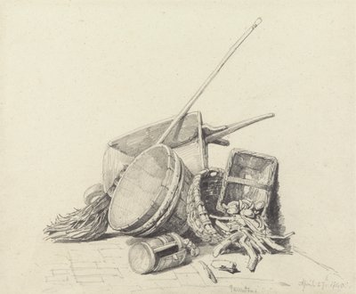 Natureza Morta com Carrinho de mão e Cestas, 27 de Abril de 1840 de Henry Harris Lines