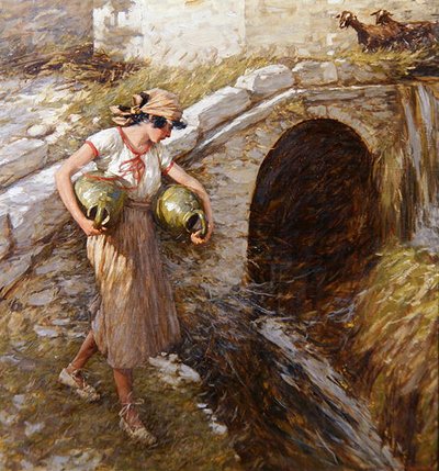 Garota com jarros (óleo sobre tela) de Henry Herbert La Thangue