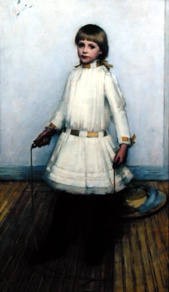 Menina com uma corda de saltar (óleo sobre tela) de Henry Herbert La Thangue
