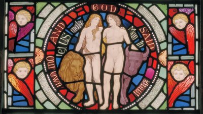 Adão e Eva, Detalhe da janela da Benedicite, c.1895 (vitral) de Henry Holiday