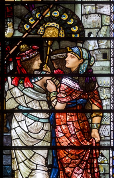 Catedral de Durham, oficina de Holday, feriado de Henry, Moses deixando o detalhe do Tribunal de Faraó, 1895 de Henry Holiday