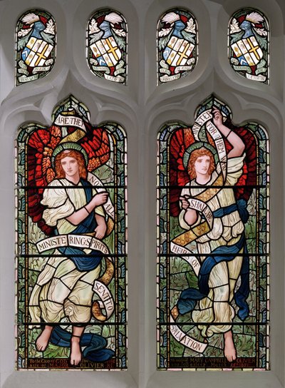 Grasmere, St Oswald, James Powell e filhos, Henry Holiday, ministrando anjos, 1893 de Henry Holiday
