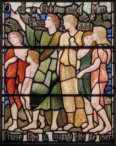 Todos os Filhos dos Homens, Benedicite Window detail, c.1895 (stained glass) de Henry Holiday