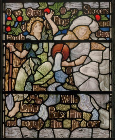O Ye Coisas Verdes, Detalhe da janela Benedicite, c.1895 (vitral) de Henry Holiday