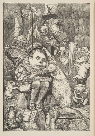 O Castor trouxe papel, pasta e canetas, de A Caça do Snark, uma Agonia em Oito Fits, de Lewis Carroll, pub. 1876 de Henry Holiday