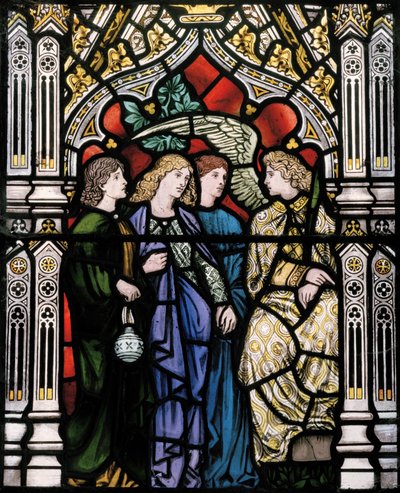 As Três Marias e um Anjo, 1865 (vitral) de Henry Holiday
