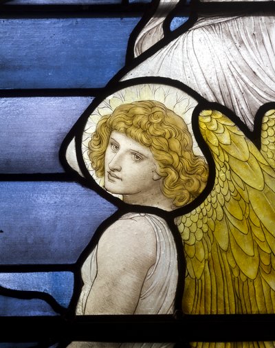 Wolsingham, St Mary e St Stephen, James Powell e filhos, Henry Holiday, Jacobs Ladder, detalhes de anjo, 1881 de Henry Holiday