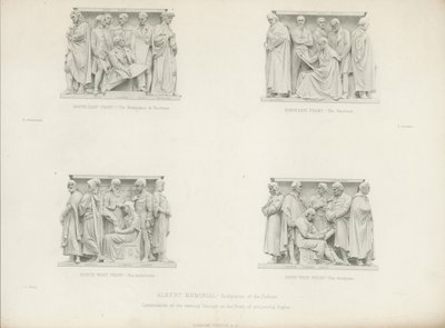 Esculturas no pódio do Albert Memorial de Henry Hugh Armstead