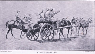 Um carrinho de telégrafo de campo, de After Pretoria: The War Guerilla publicado por Harmsworth Bros Limited, 1901 de Henry Inglis Jodrel Sheldon Williams
