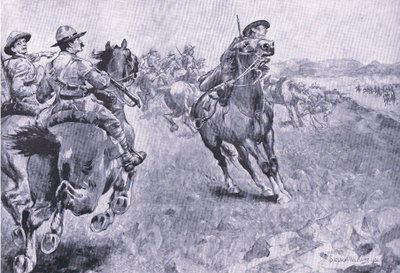 A corrida pelo comando da Philips Town Road, da After Pretoria: The Guerilla War, publicada pela Harmsworth Bros Limited, 1901 de Henry Inglis Jodrel Sheldon Williams
