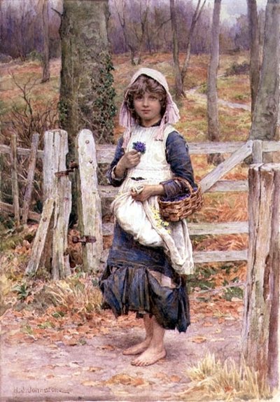 Menina segurando uma flor de Henry James Johnstone