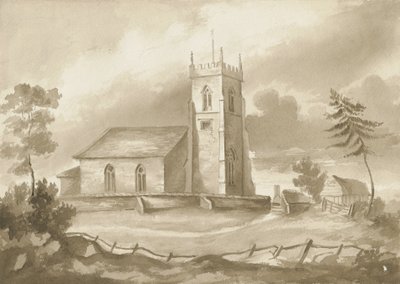 Igreja de Codsall: desenho em sépia, nd [1844] de Henry James Noyes