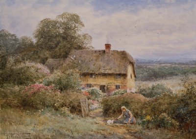 Uma cabana pitoresca, Warwickshire (lápis e aguarela) de Henry John Sylvester Stannard