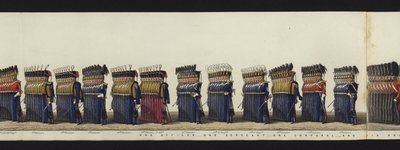 Parte da visão panorâmica de toda a procissão fúnebre de Arthur, Duque de Wellington (aquatinta colorida) de Henry Jr and Sala Alken