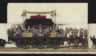 Parte da visão panorâmica de toda a procissão fúnebre de Arthur, Duque de Wellington (aquatinta colorida) de Henry Jr and Sala Alken