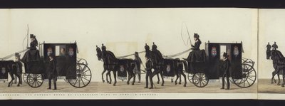 Parte da visão panorâmica de toda a procissão fúnebre de Arthur, Duque de Wellington (aquatinta colorida) de Henry Jr and Sala Alken