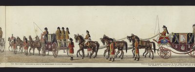 Parte da visão panorâmica de toda a procissão fúnebre de Arthur, Duque de Wellington (aquatinta colorida) de Henry Jr and Sala Alken