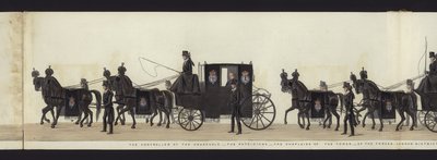 Parte da visão panorâmica de toda a procissão fúnebre de Arthur, Duque de Wellington (aquatinta colorida) de Henry Jr and Sala Alken