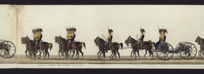Parte da visão panorâmica de toda a procissão fúnebre de Arthur, Duque de Wellington (aquatinta colorida) de Henry Jr and Sala Alken