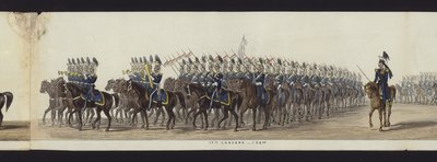 Parte da visão panorâmica de toda a procissão fúnebre de Arthur, Duque de Wellington (aquatinta colorida) de Henry Jr and Sala Alken