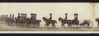 Parte da visão panorâmica de toda a procissão fúnebre de Arthur, Duque de Wellington (aquatinta colorida) de Henry Jr and Sala Alken