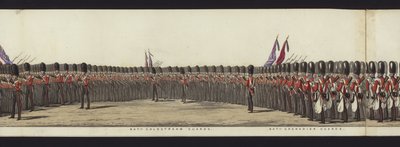 Parte da visão panorâmica de toda a procissão fúnebre de Arthur, Duque de Wellington (aquatinta colorida) de Henry Jr and Sala Alken