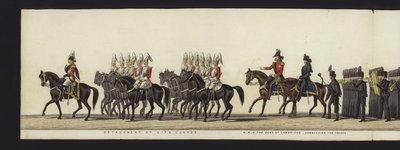 Parte da visão panorâmica de toda a procissão fúnebre de Arthur, Duque de Wellington (aquatinta colorida) de Henry Jr and Sala Alken