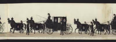 Parte da Vista Panorâmica de toda a Procissão Funerária de Arthur, Duque de Wellington (aquatint colorido) de Henry Jr and Sala George Augustus Alken