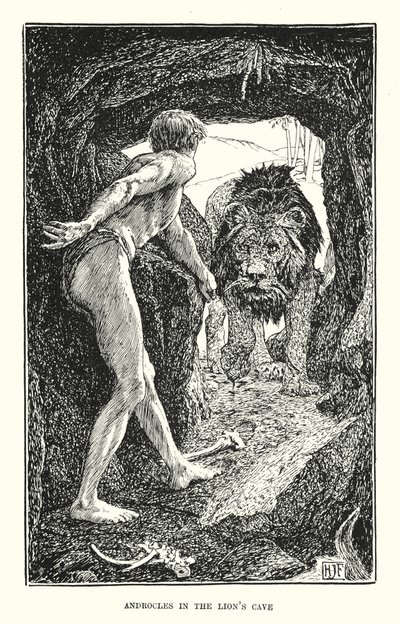 Androcles na caverna do leão (gravura) de Henry Justice Ford