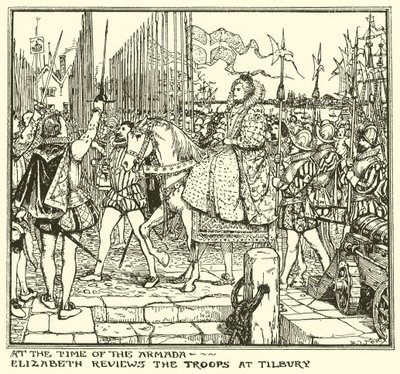 Na época da armada. Elizabeth revê as tropas em Tilbury de Henry Justice Ford