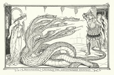 Bensurdatu Ataca a Serpente de Sete Cabeças (gravura) de Henry Justice Ford