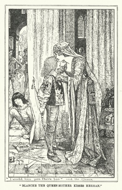 "Blanche a Rainha-Mãe beija Herman" (litho) de Henry Justice Ford