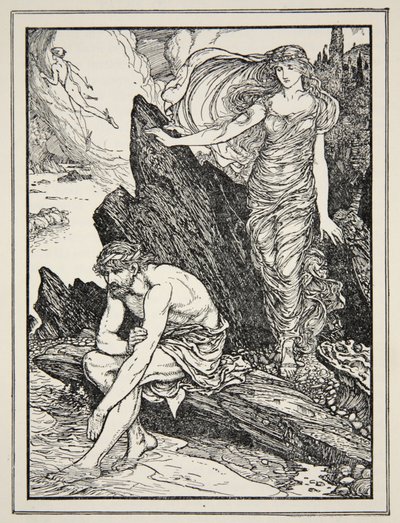 Calypso Tem Piedade de Ulisses, de "Tales of the Greek Seas", de Andrew Lang de Henry Justice Ford