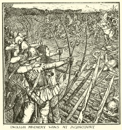 Tiro com arco inglês vence em Agincourt de Henry Justice Ford