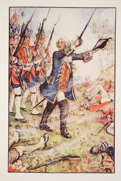 George II em Dettingen, 1743, ilustração de &39;A History of England&39; por CRL Fletcher e Rudyard Kipling, 1911 de Henry Justice Ford