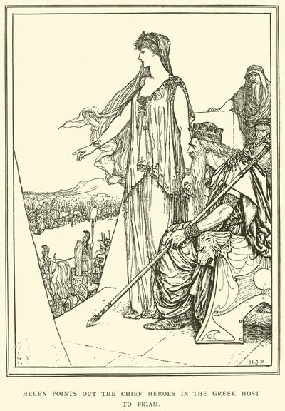 Helen aponta os heróis-chefes do exército grego para Príamo de Henry Justice Ford