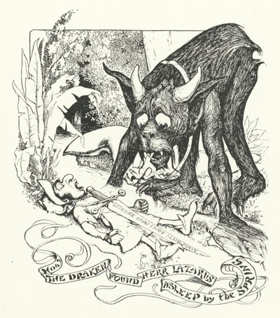 Como o Dragon encontrou Herr Lazarus Adormecido pela Primavera (gravura) de Henry Justice Ford