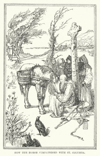 Como o cavalo simpatizou com St Columba (litho) de Henry Justice Ford