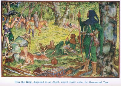 Como o rei se disfarçou de abade, visitou Robin sob a árvore Greenwood de Henry Justice Ford