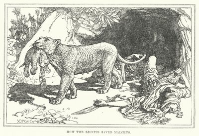 Como a leoa salvou Malchus (litho) de Henry Justice Ford