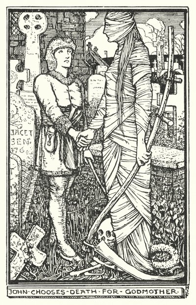 João escolhe a Morte para a Madrinha (litho) de Henry Justice Ford