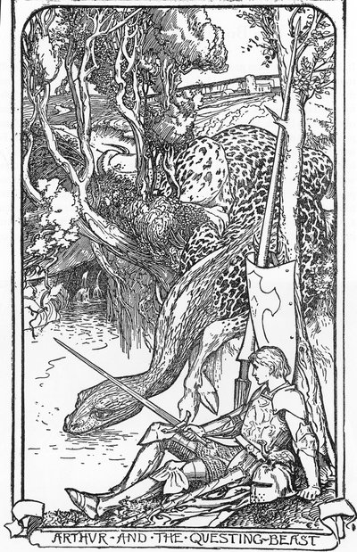 King Arthur and the Questing Beast Illustration de HJ Ford (1860-1940) de "The book of romance" 1902 Colecção privada de Henry Justice Ford